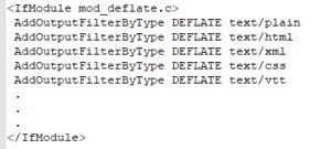 Beispiel Eintrag mod_deflate